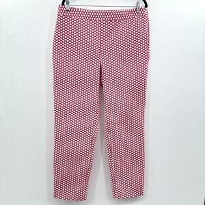 Talbots Chatham Curvy Cotton Stretch Ankle Pants Size 12 Pink White Colorful Fun